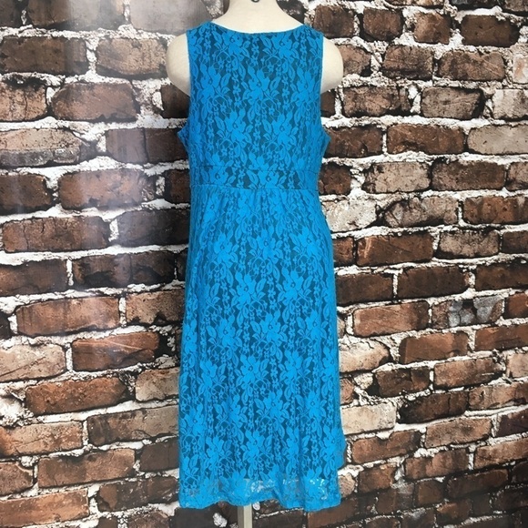 Mac + Jac Dress Teal Blue Lace Sleeeveless Midi XL - Picture 12 of 14